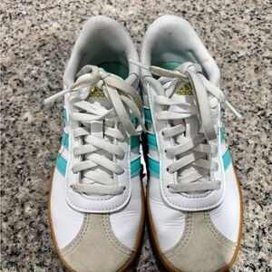 Adidas Kids White and Teal Sneakers